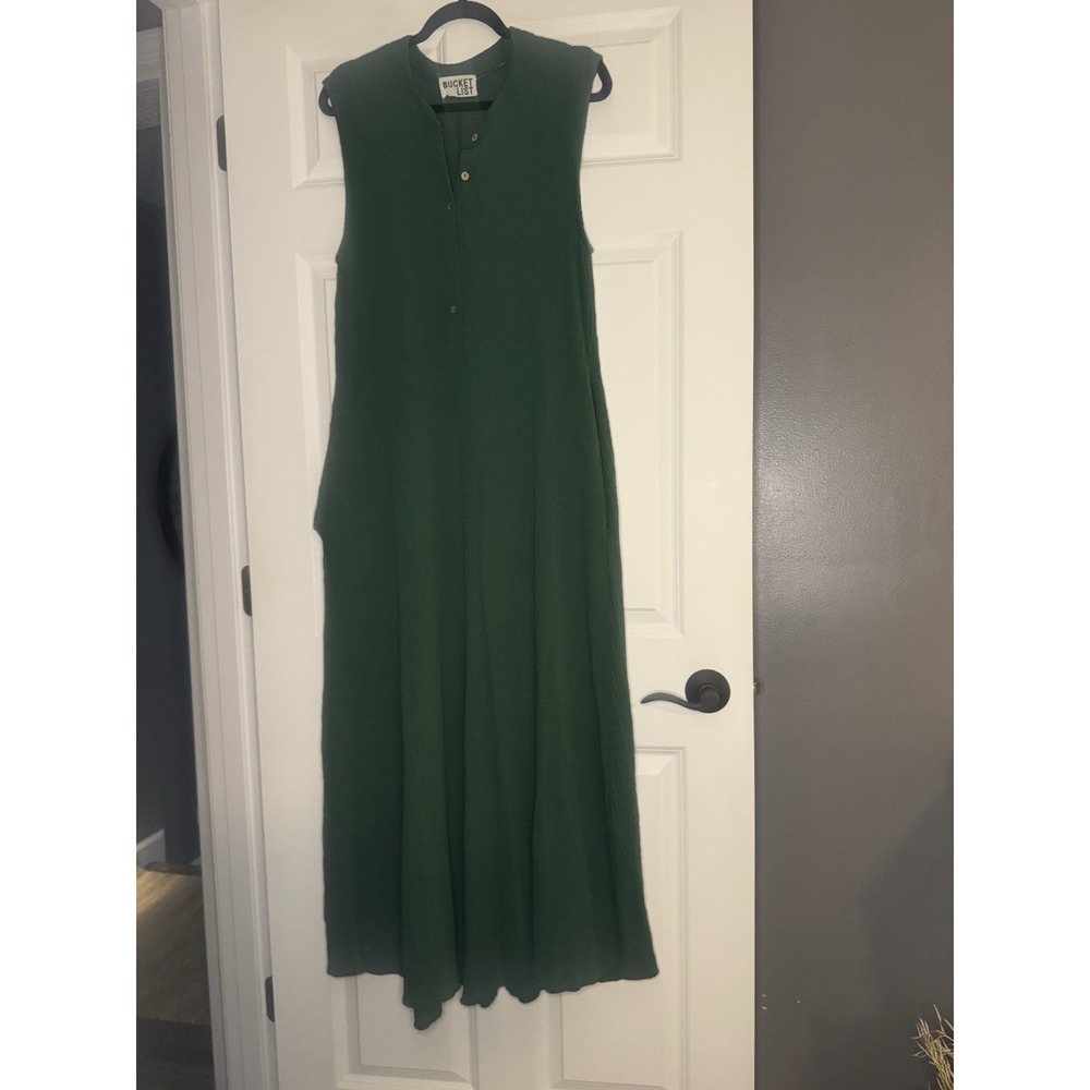 Bucket list Sleeveless Wide Leg Crinkle Jumpsuit W Pockets Small